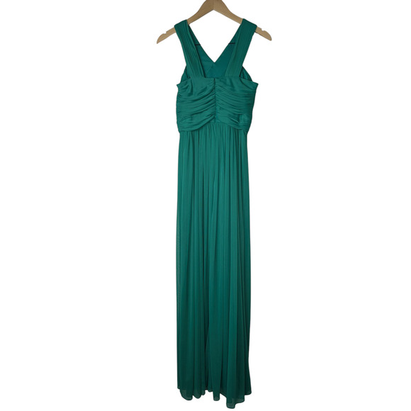 Alfred Sung D678 Chiffon Sleeveless Bridesmaid Dress in Pantone Emerald - Picture 5 of 10